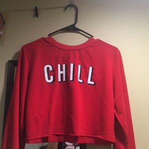 Red chill crop long sleeve tee